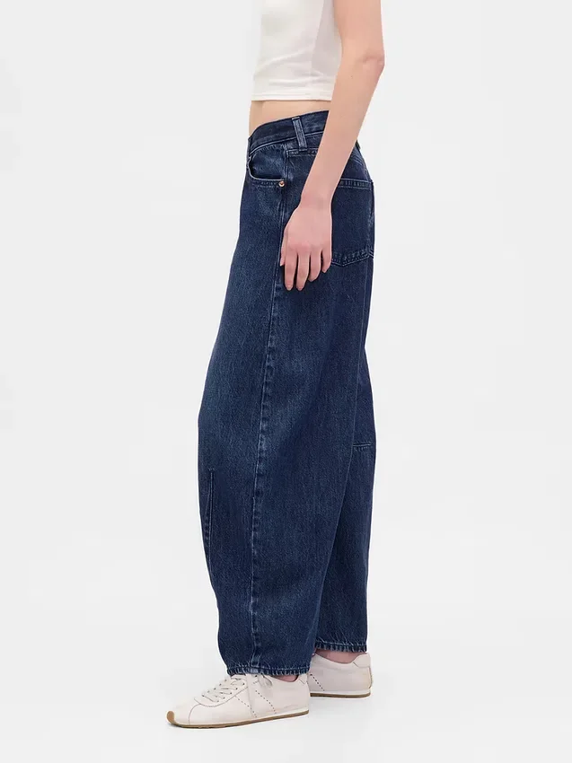 Jeans a vita alta ultrasoft con taglio a ferro di cavallo incrociato