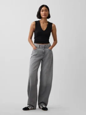 Jeans a vita alta ultrasoft dal taglio a botte