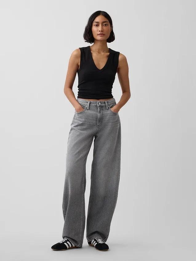 Jeans a vita alta ultrasoft dal taglio a botte