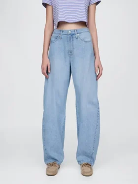 Jeans a vita alta ultrasoft dal taglio a botte