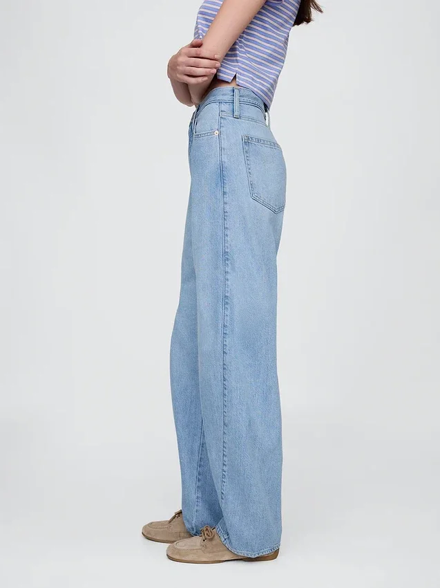 Jeans a vita alta ultrasoft dal taglio a botte