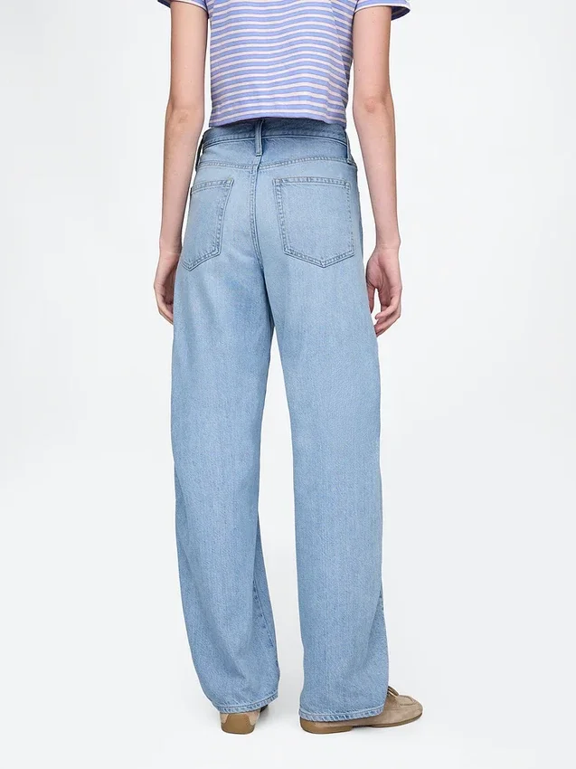 Jeans a vita alta ultrasoft dal taglio a botte