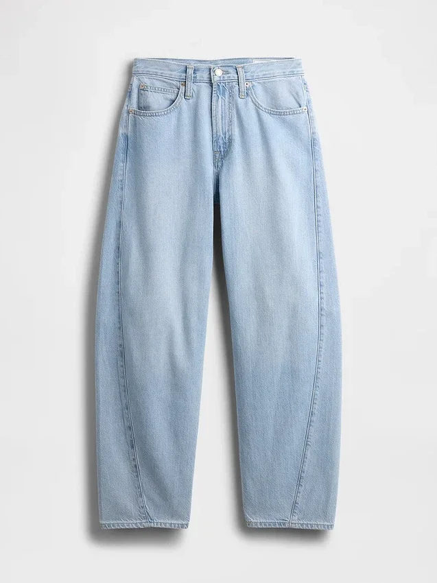 Jeans a vita alta ultrasoft dal taglio a botte