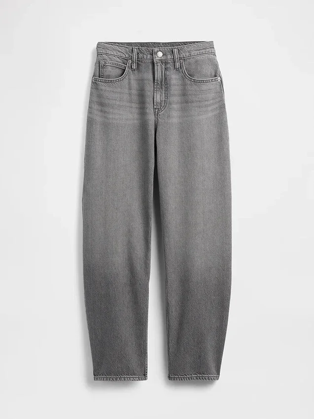 Jeans a vita alta ultrasoft dal taglio a botte