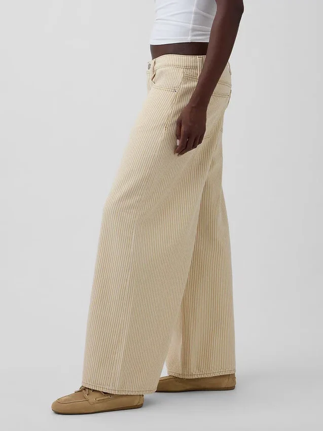Jeans a vita bassa a righe extra larghi