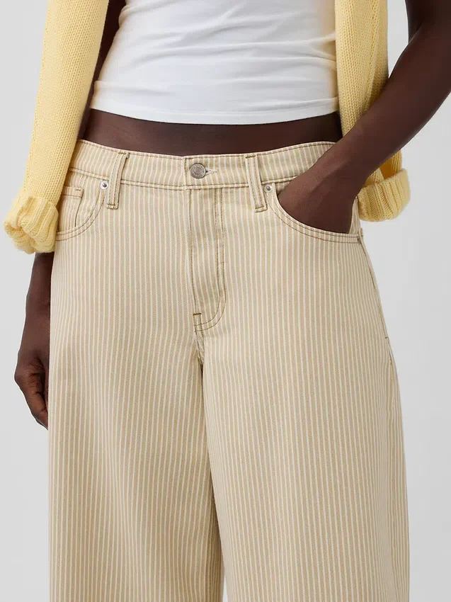 Jeans a vita bassa a righe extra larghi
