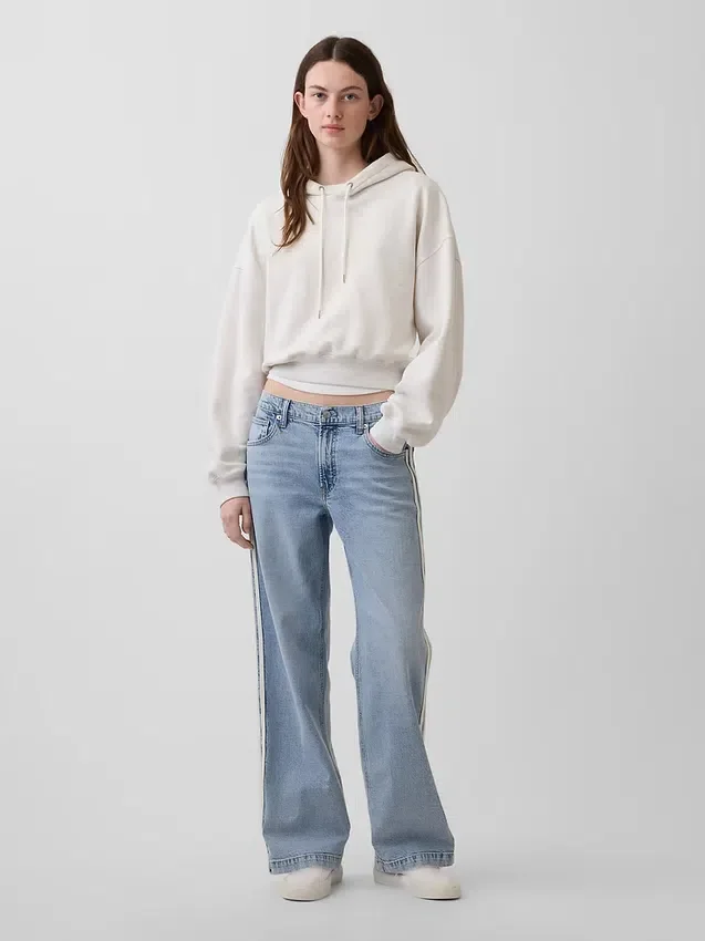 Jeans a vita bassa anni ’90 con striscia laterale e vestibilità ampia