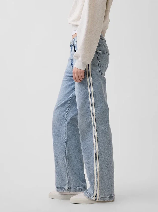 Jeans a vita bassa anni ’90 con striscia laterale e vestibilità ampia