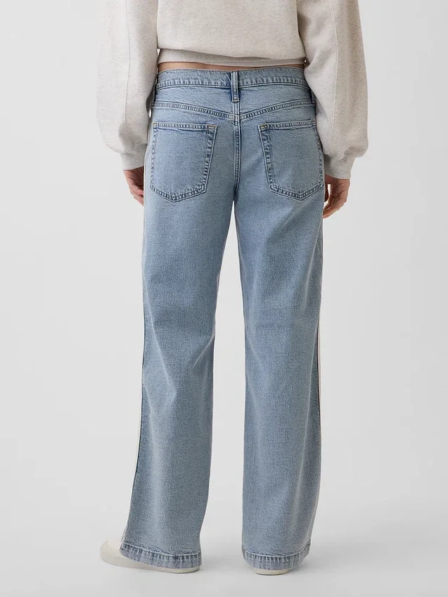 Jeans a vita bassa anni ’90 con striscia laterale e vestibilità ampia