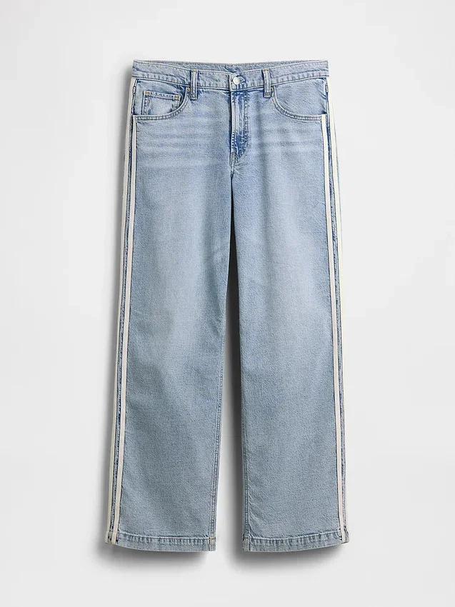 Jeans a vita bassa anni ’90 con striscia laterale e vestibilità ampia