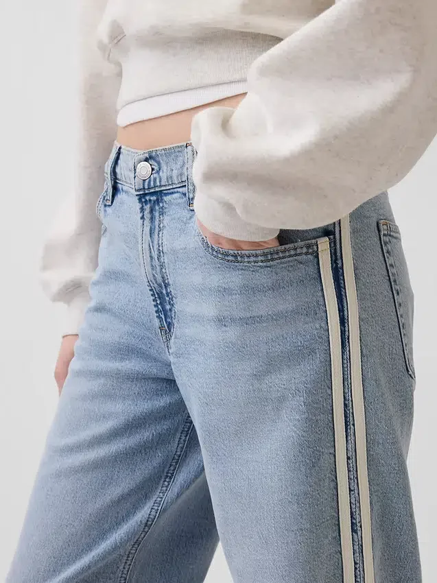 Jeans a vita bassa anni ’90 con striscia laterale e vestibilità ampia