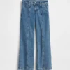 Jeans a vita bassa con cuciture e taglio svasato morbido per bambini