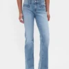 Jeans a vita bassa con tasche intrecciate, dal taglio lungo e slanciato