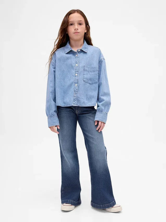 Jeans a vita bassa e gamba svasata per bambini