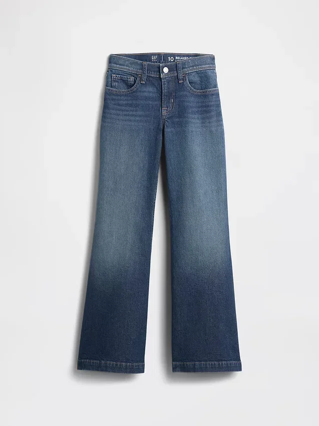 Jeans a vita bassa e gamba svasata per bambini