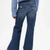 Jeans a vita bassa e gamba svasata per bambini