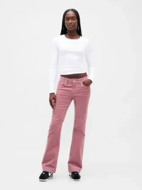 Jeans a vita bassa in velluto a coste, lunghi e dal taglio slim