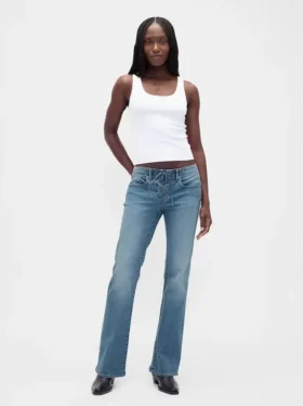 Jeans a vita bassa, lunghi e slim con lacci