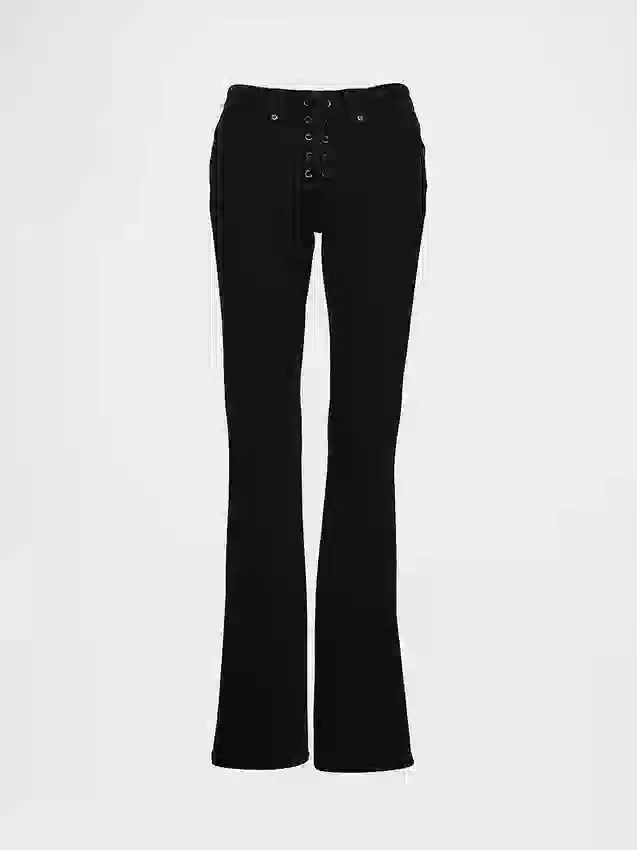 Jeans a vita bassa, lunghi e slim con lacci