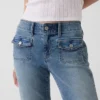 Jeans a vita bassa, lunghi e slim con tasche applicate
