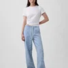 Jeans a vita bassa, morbidissimi, dal taglio ampio e a righe in stile anni ’90