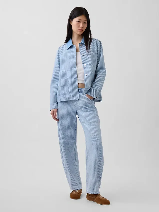 Jeans a vita bassa ultrasoft dal taglio a barilotto