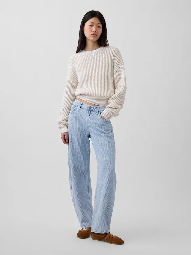 Jeans a vita bassa ultrasoft dal taglio a barilotto