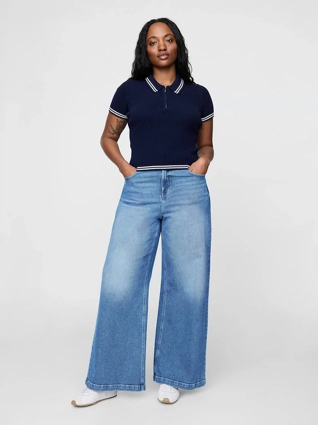 Jeans a vita extra alta e gamba larga