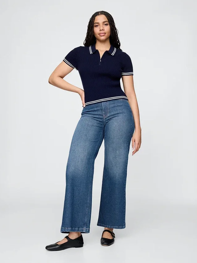Jeans a vita extra alta e gamba larga