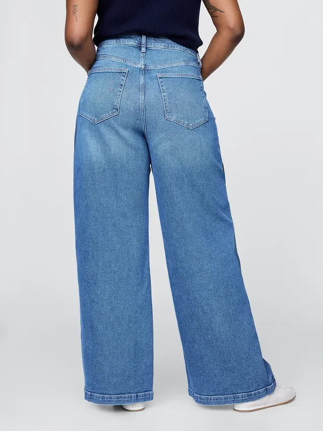 Jeans a vita extra alta e gamba larga
