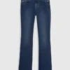 Jeans a vita media con fondo a zampa corta