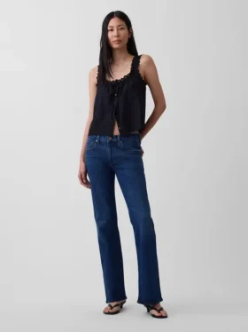 Jeans a vita media dal taglio rilassato con gamba a zampa
