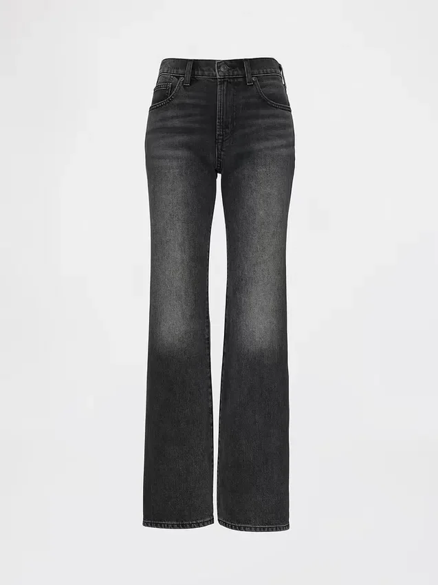 Jeans a vita media, rigidi, dal taglio rilassato e svasati