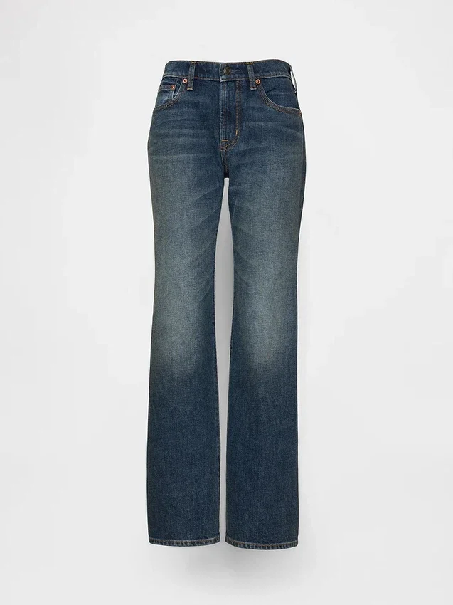 Jeans a vita media, rigidi, dal taglio rilassato e svasati