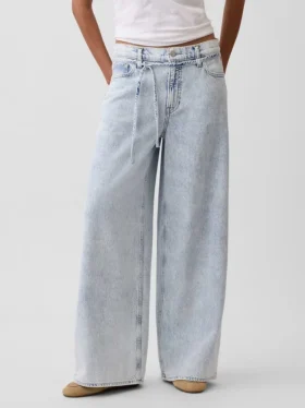 Jeans a vita media, ultra morbidi, larghi e con micro cintura