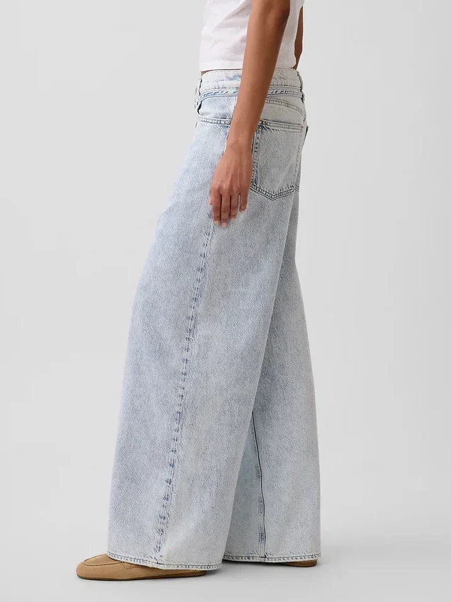 Jeans a vita media, ultra morbidi, larghi e con micro cintura