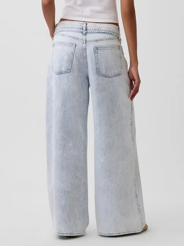 Jeans a vita media, ultra morbidi, larghi e con micro cintura