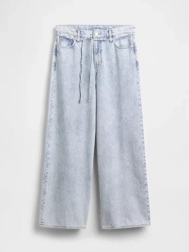 Jeans a vita media, ultra morbidi, larghi e con micro cintura
