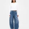 Jeans a vita media ultrasoft con taglio a ferro di cavallo