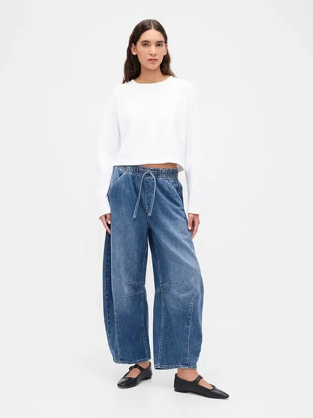 Jeans a vita media ultrasoft con taglio a ferro di cavallo