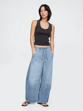 Jeans a vita media ultrasoft con taglio a ferro di cavallo