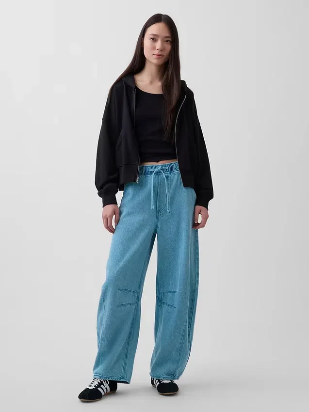 Jeans a vita media ultrasoft con taglio a ferro di cavallo