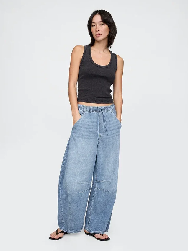 Jeans a vita media ultrasoft con taglio a ferro di cavallo