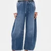 Jeans a vita media ultrasoft con taglio a ferro di cavallo