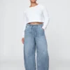 Jeans a vita media ultrasoft con taglio a ferro di cavallo