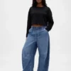 Jeans a vita media ultrasoft con taglio a ferro di cavallo
