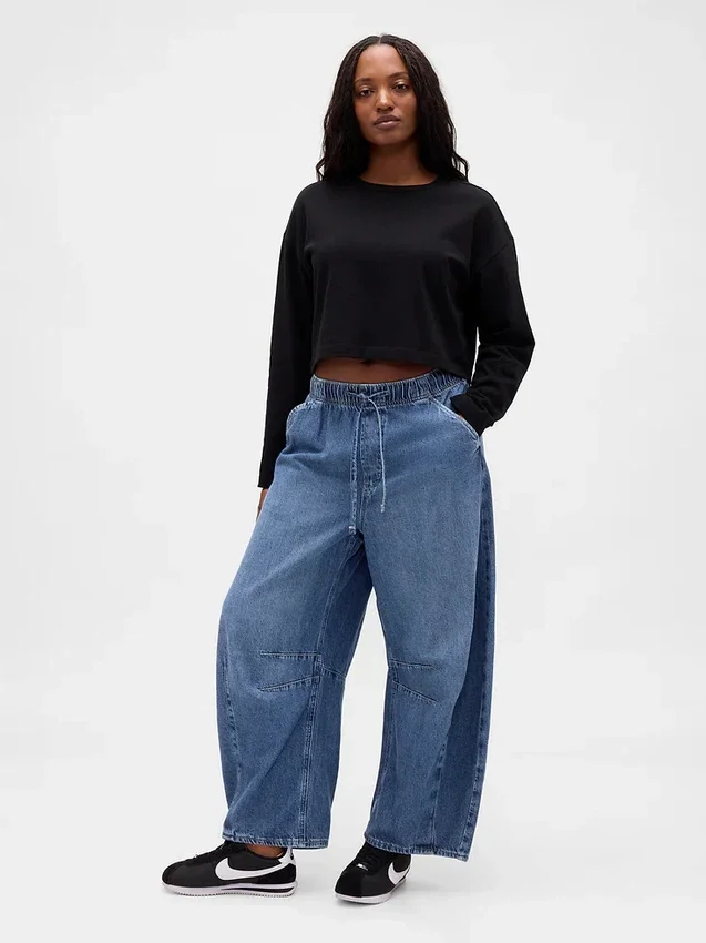 Jeans a vita media ultrasoft con taglio a ferro di cavallo