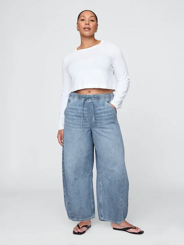 Jeans a vita media ultrasoft con taglio a ferro di cavallo