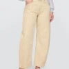 Jeans a zampa alta a righe color cachi