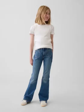 Jeans a zampa anni '70 a vita alta per bambini